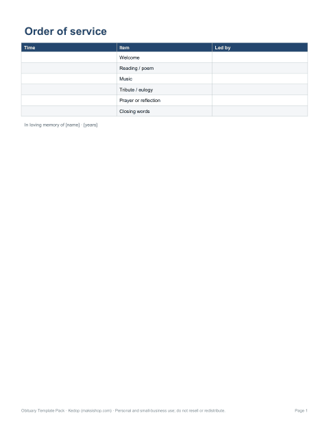 Preview of the first page of Programme template (DOCX/PDF)